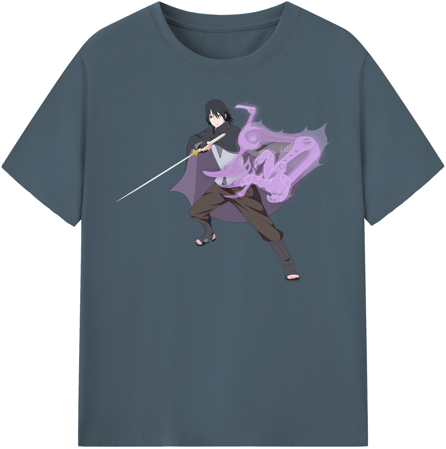 （画像用） NARUTO -ナルト- うちは サスケ Uchiha Sasuke 綿100％半袖Tシャツ（フロントプリント）